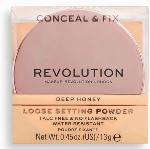 Makeup Revolution Conceal & Fix Loose Setting Powder Deep Honey 0.45oz New
